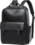 Leather Backpack for Men Fit 15ft Laptop Waterproof Vintage Black