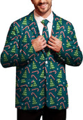 Arvilhill Men's Christmas Blazer with Tie - Festive Party Suit