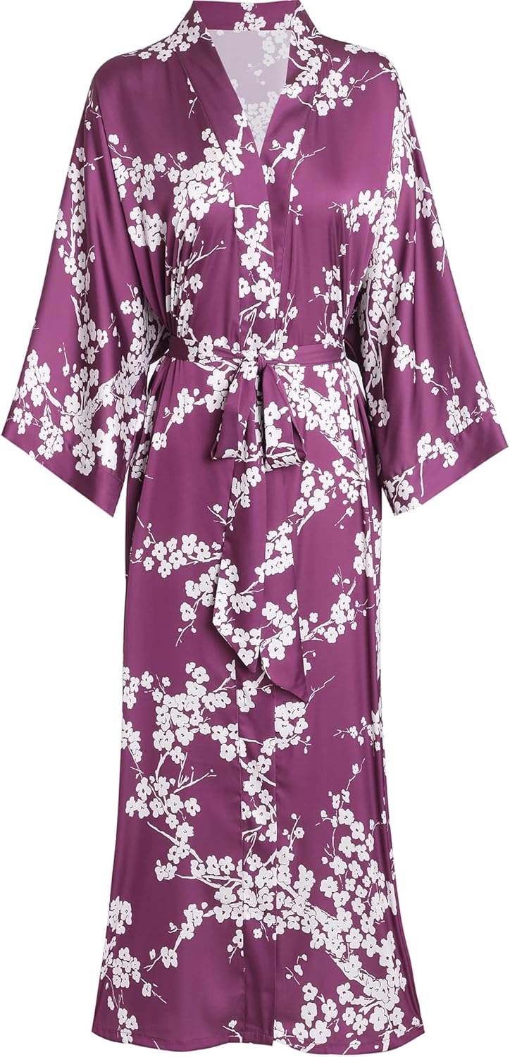 Aensso Long Lightweight Silky Kimonos Robes for Women