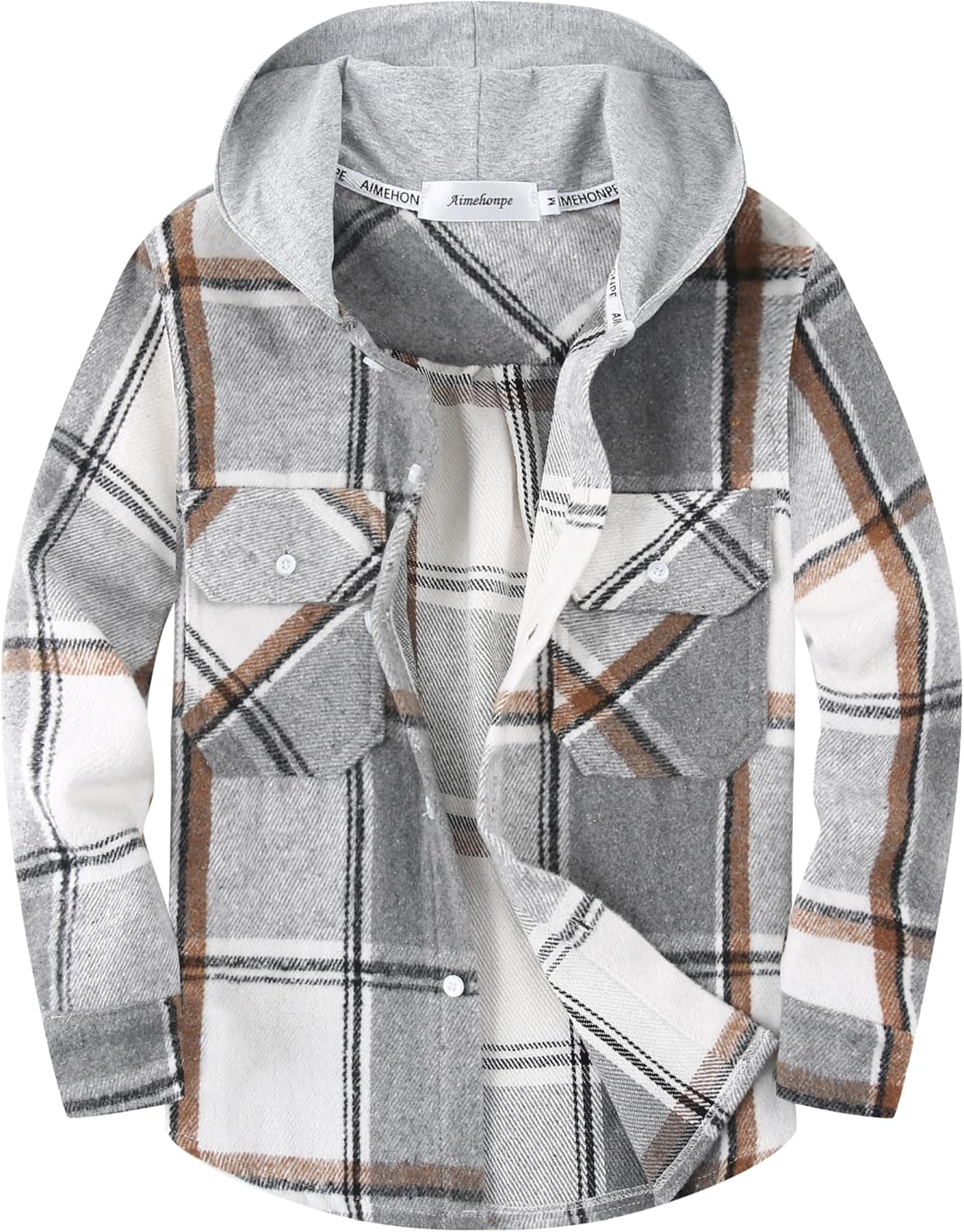 Boys Girls Casual Flannel Plaid Hoodies for Fall Fashion