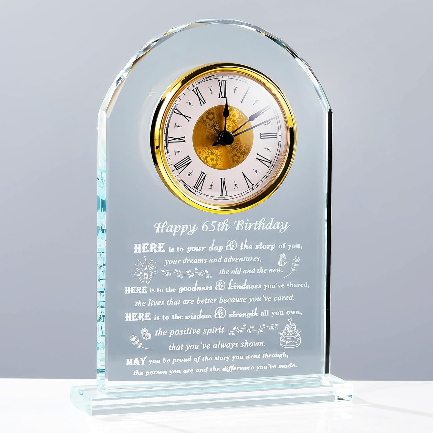 65th Birthday Gifts for Women Men - Unique Crystal Clock