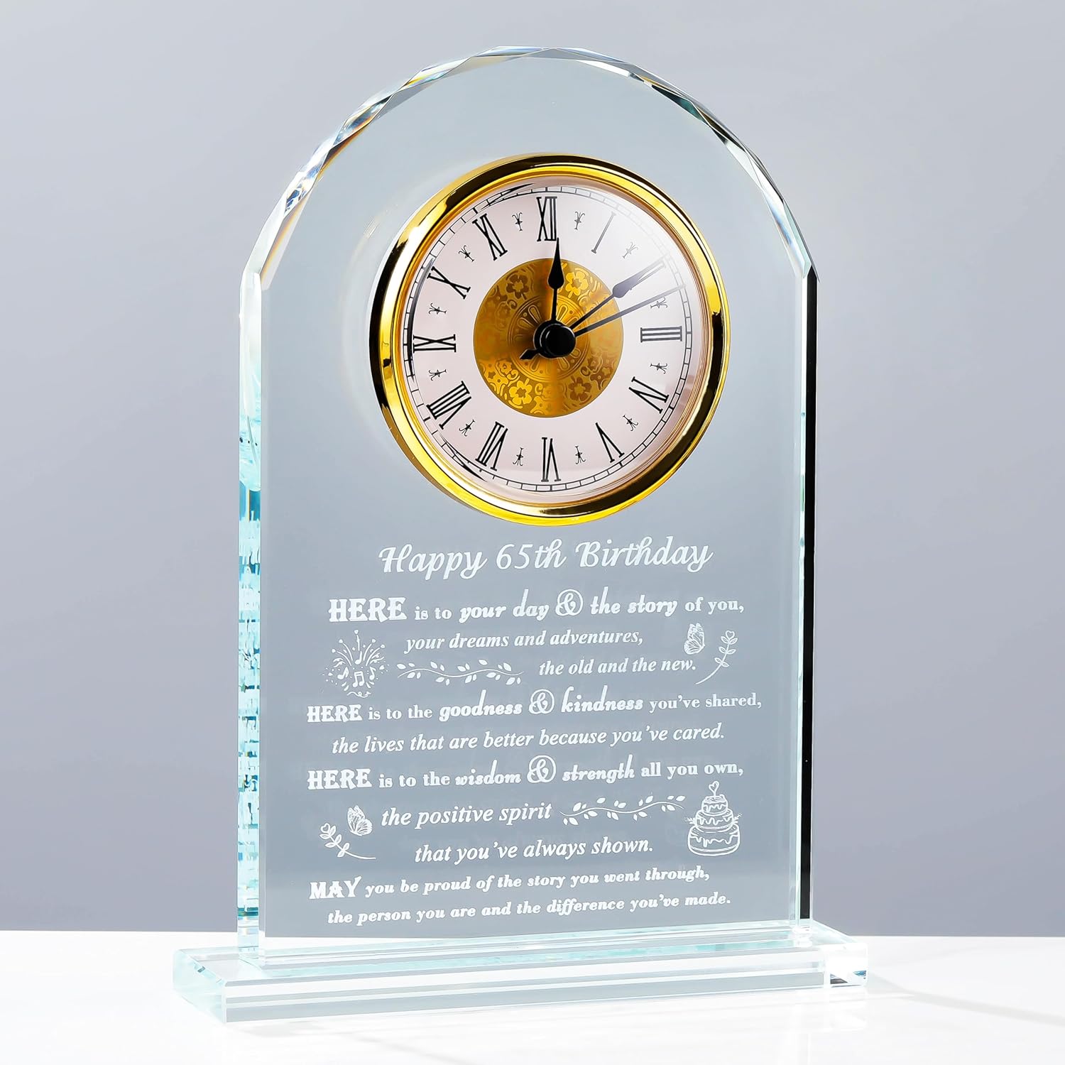 65th Birthday Gifts for Women Men - Unique Crystal Clock