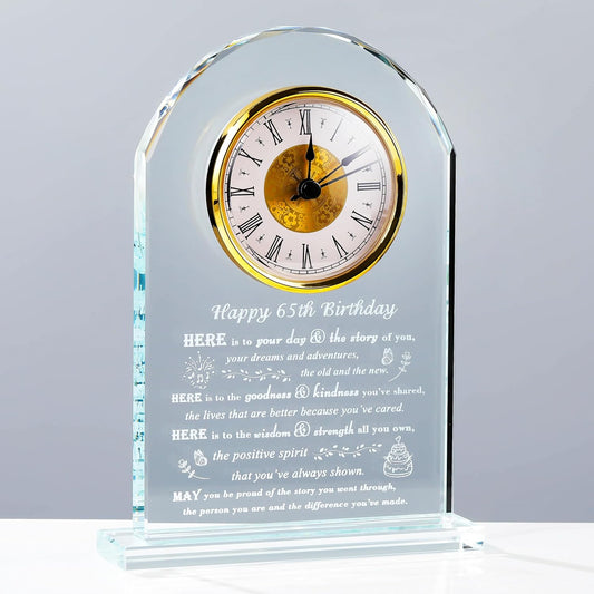 65th Birthday Gifts for Women Men - Unique Crystal Clock