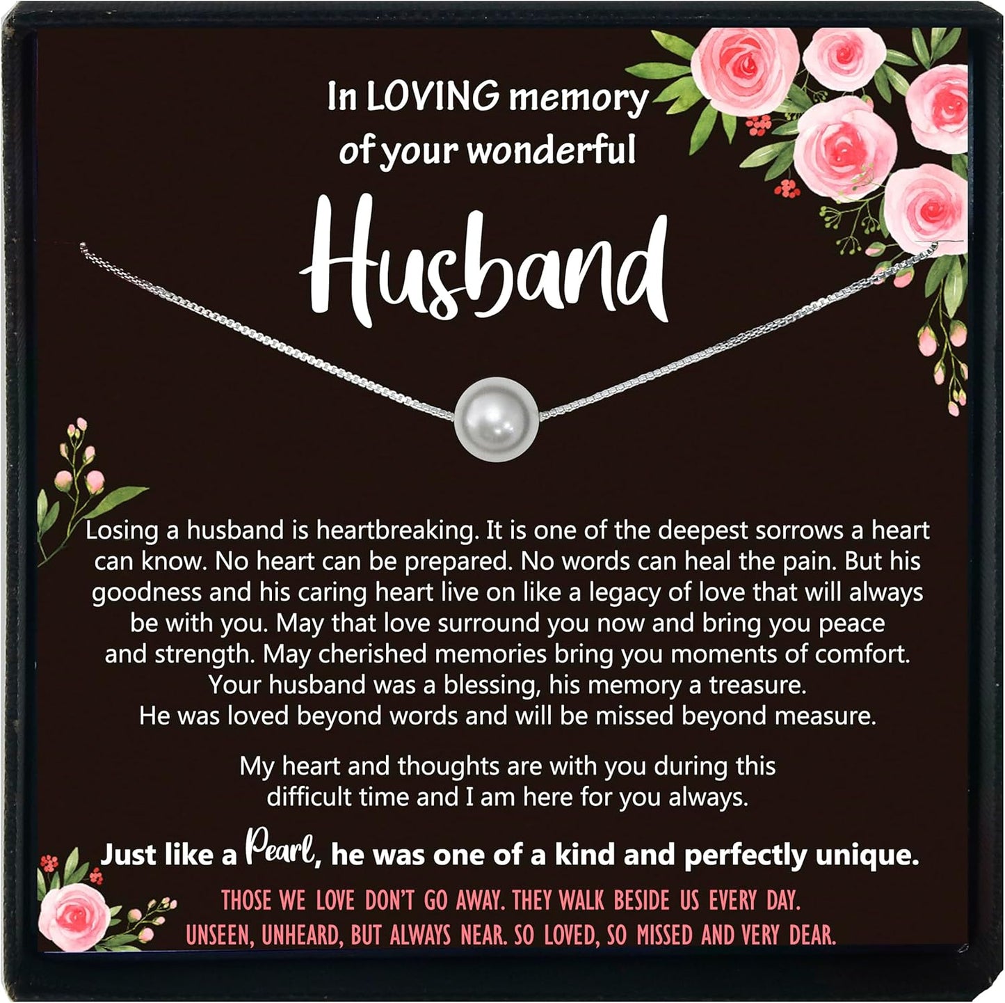 Loss of Husband Sympathy Gift - 925 Sterling Silver Pearl Necklace