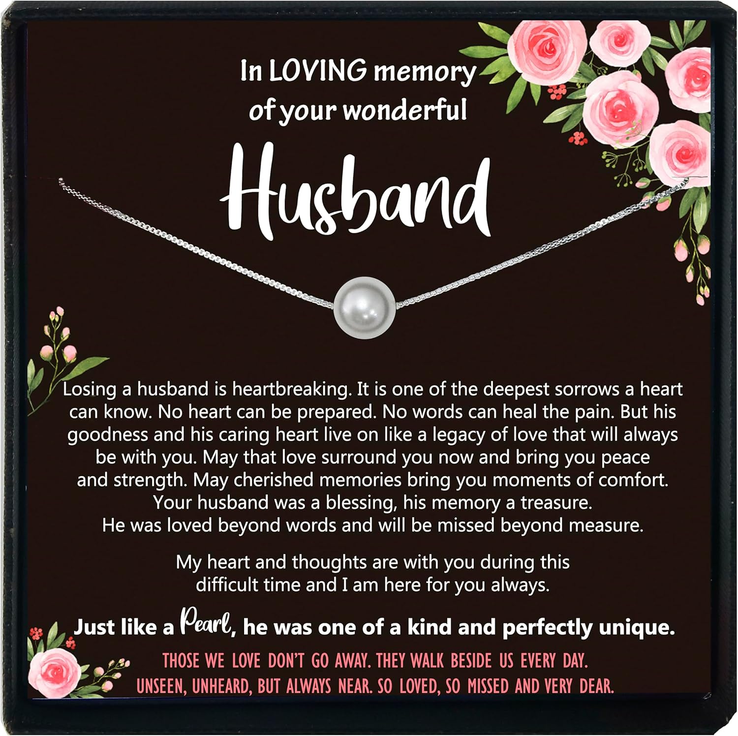 Loss of Husband Sympathy Gift - 925 Sterling Silver Pearl Necklace