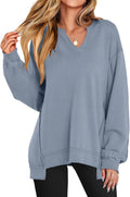 Women's Oversized V Neck Sweatshirt Tunic - Long Sleeve Fall Style