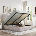 Allewie Queen Size Lift Up Storage Bed with Button Tufted Wingback