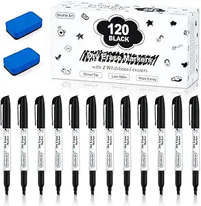Shuttle Art 120 Pack Dry Erase Markers with Erasers for All Uses