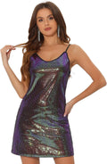 Allegra K Women's Glitter Sequin Mini Dress - Sparkly Party Look Club