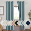 NICETOWN 100% Blackout Linen Curtains Skylark Blue - Energy Saving