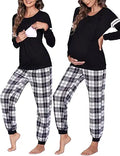 Ekouaer Maternity & Nursing Pajama Set - Soft Long Sleeve Jogger Set