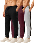 Men's Jogger Sweatpants 3 Pack - Cotton Fleece Joggers True Fit