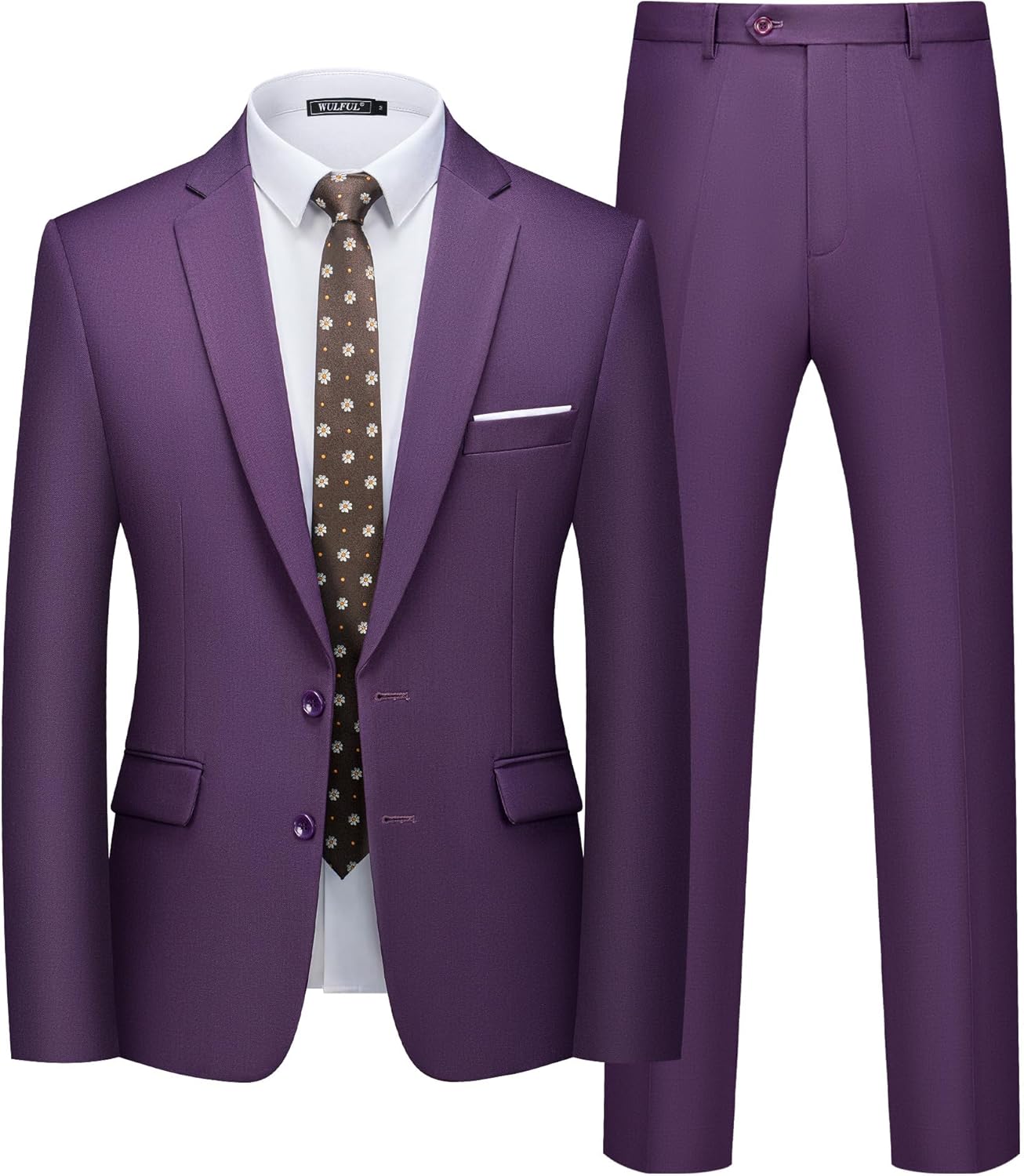 WULFUL Men's 2 Piece Slim Fit Suit for Weddings and Business