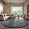 Ophanie Round Rug 8Ft Grey - Plush Shaggy Area Rug for Living Rooms