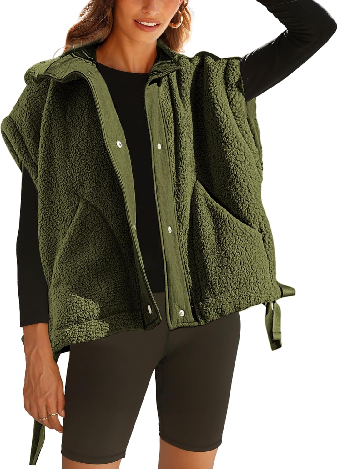 APAFES Women Oversized Fleece Vest for Winter Warmth and Style
