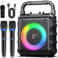 Karaoke Machine with 2 Wireless Microphones - Portable Bluetooth