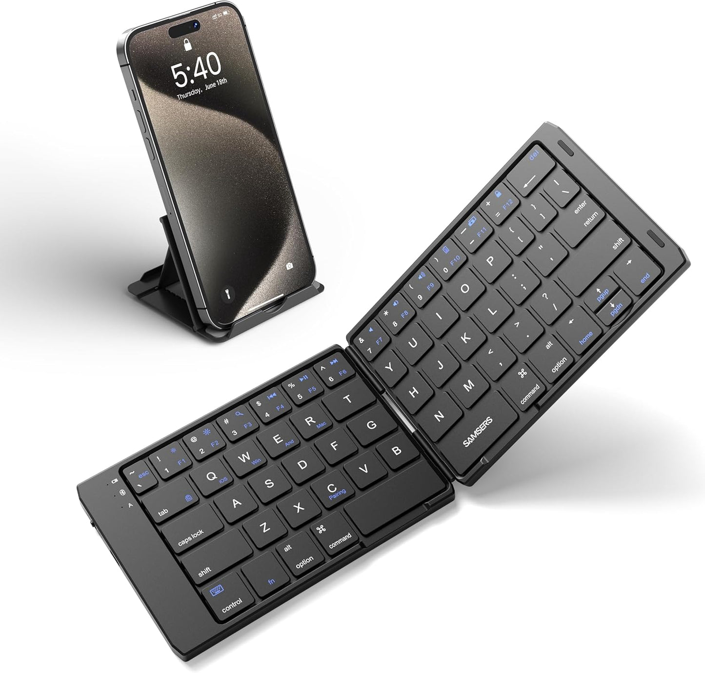 Samsers Foldable Bluetooth Keyboard: Portable & Rechargeable - Perfect for Travel!