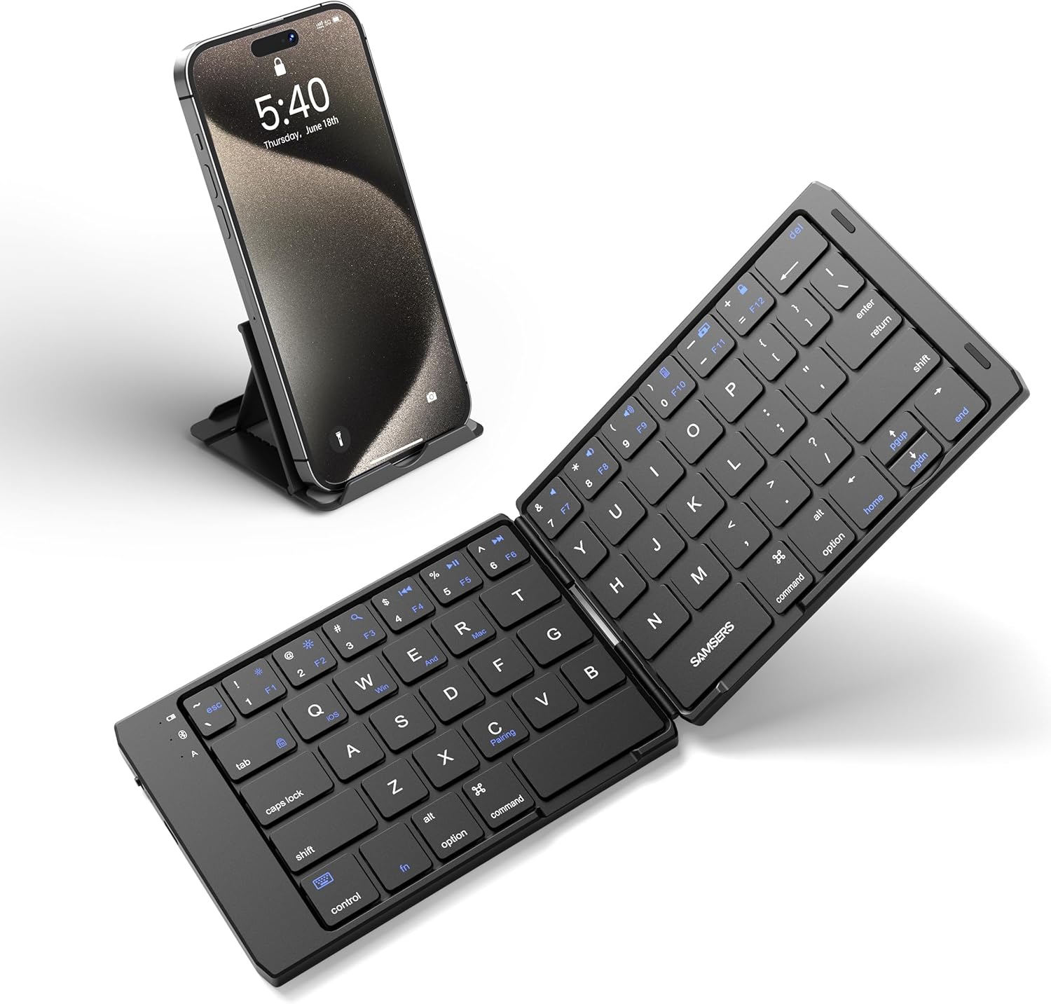 Samsers Foldable Bluetooth Keyboard: Portable & Rechargeable - Perfect for Travel!