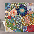 Boho Floral Shower Curtain 72in x 72in - Bright Fabric Blossom Design