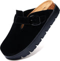 Genuine Suede Clogs for Women Platform Shoes - Comfortable Arch metal