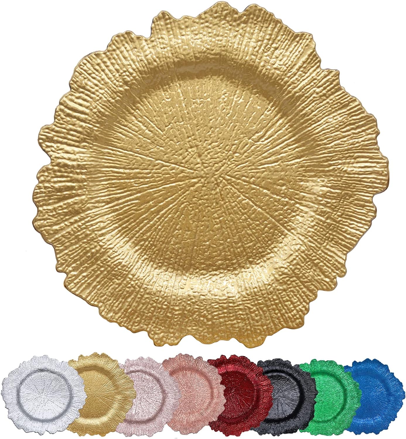 10PCS Gold Floral Charger Plates - Elegant Wedding Decor