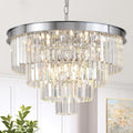 Chrome Crystal Chandelier 24 Modern 4-Tier 12-Light Round Pendant