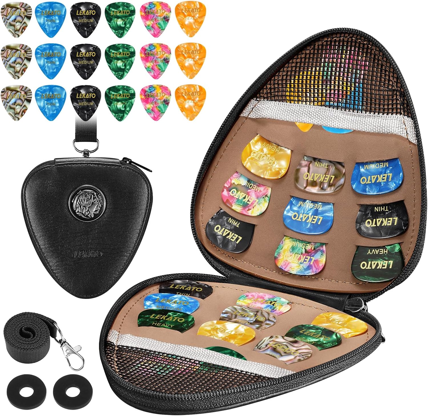 LEKATO Guitar Pick Holder Case with 20Pcs Picks - Organize in Style!