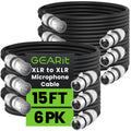 GEARit XLR Male to Female Microphone Cable 15 ft 6-Pack - Professional