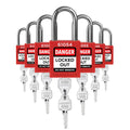 TRADESAFE Lockout Tagout Locks Set - 7 Red Loto Locks, Keyed Different