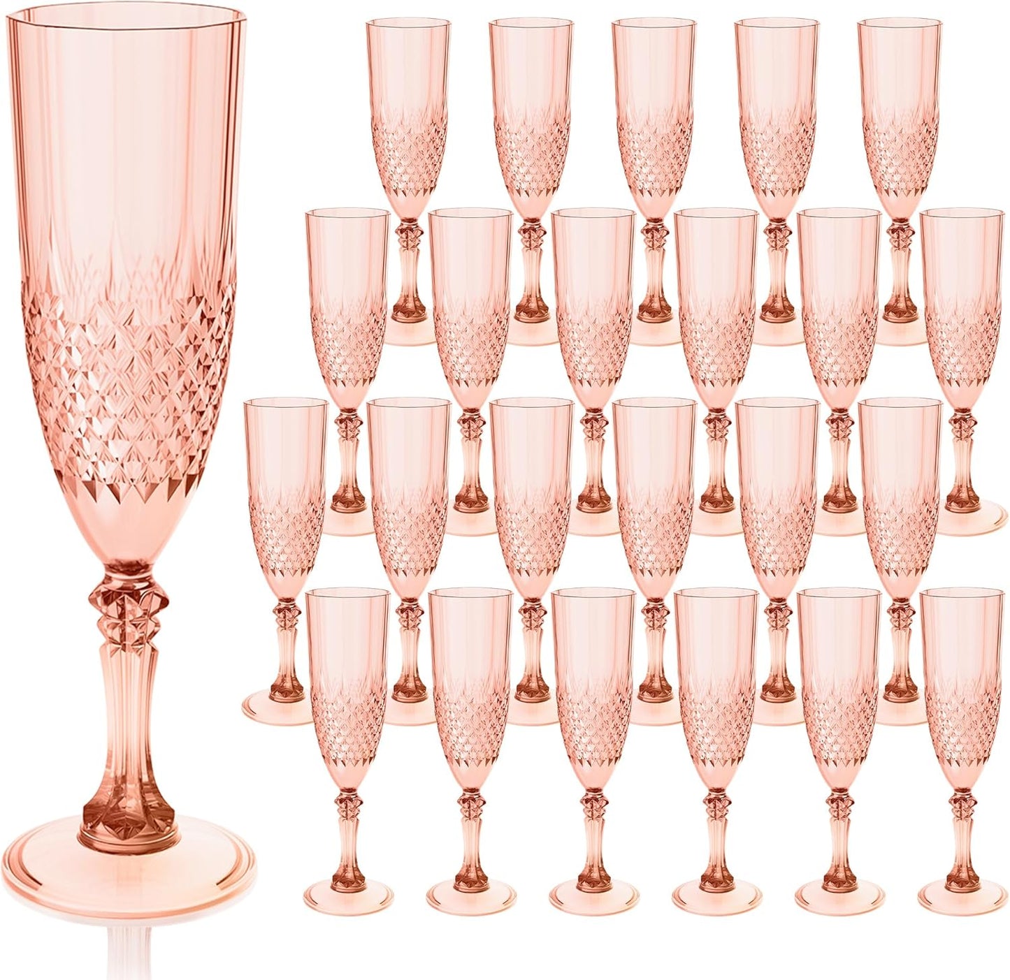 Elegant 24PCS Rose Gold Plastic Champagne Flutes for Events