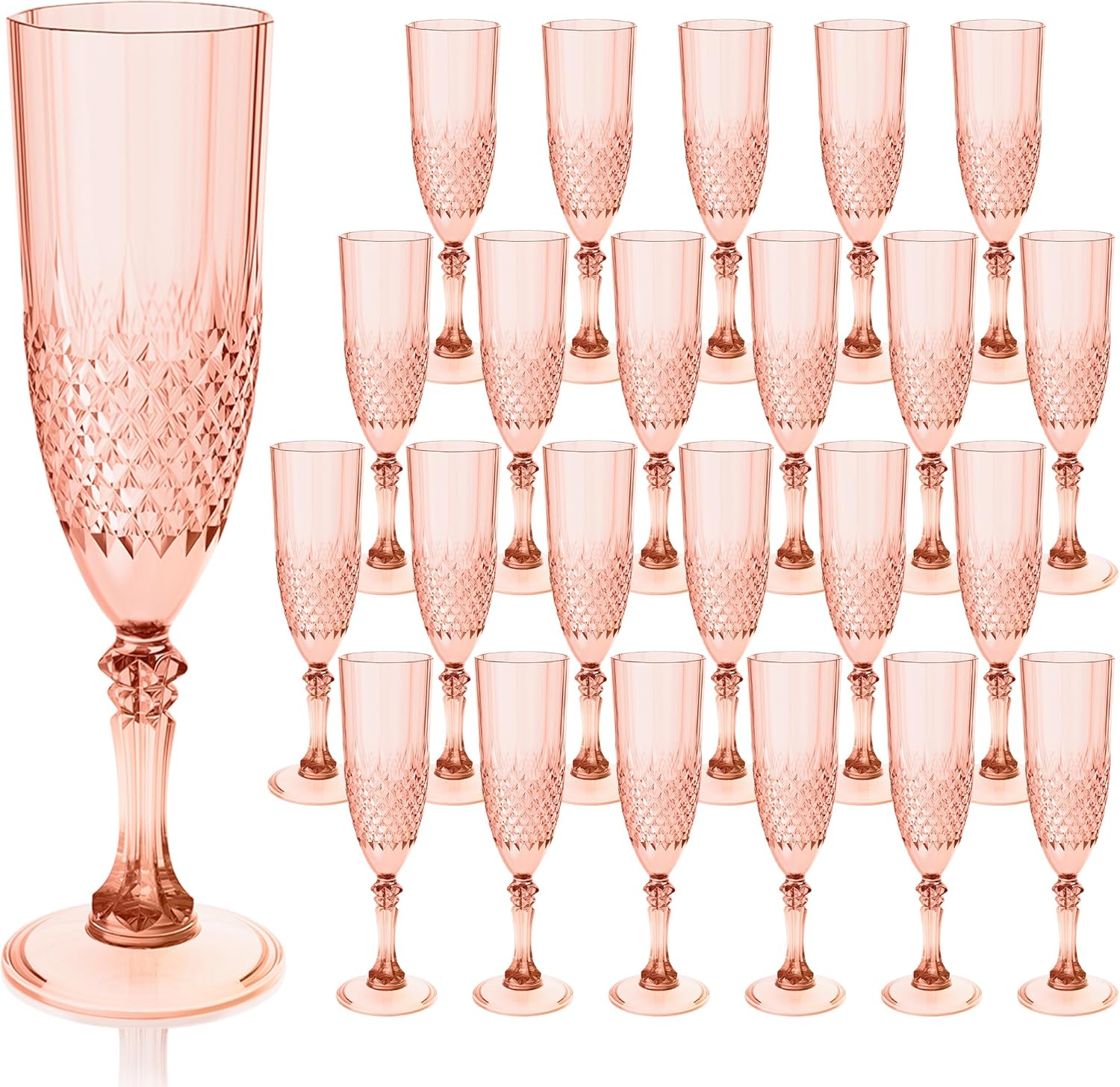 Elegant 24PCS Rose Gold Plastic Champagne Flutes for Events