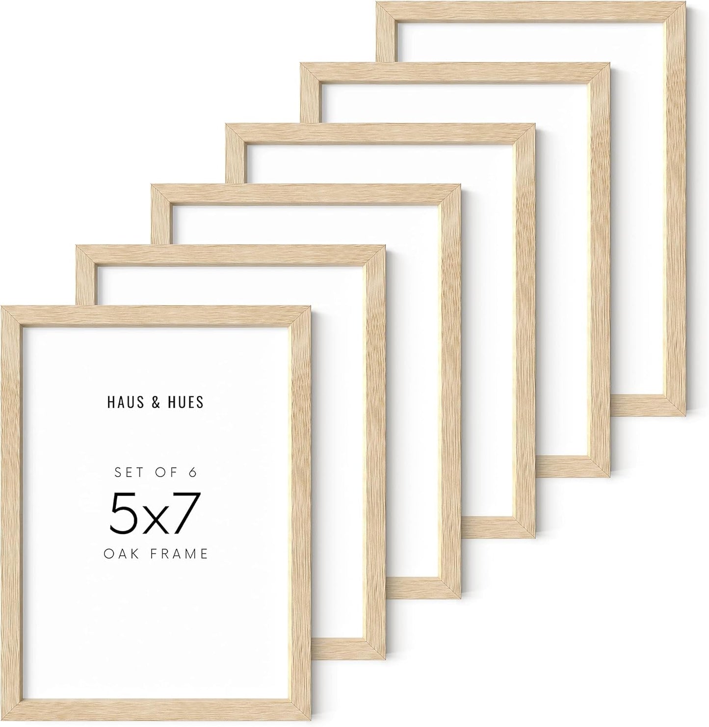 5x7 Picture Frames Set of 6 in Beige Oak for Wall Collage