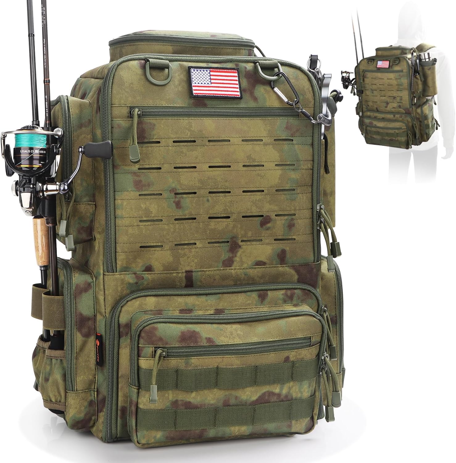 Waterproof Fishing Backpack with Rod Holders - 45L Capacity