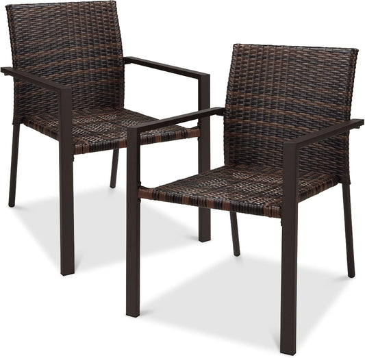 Stackable Outdoor Wicker Dining Chairs for Patio and Garden