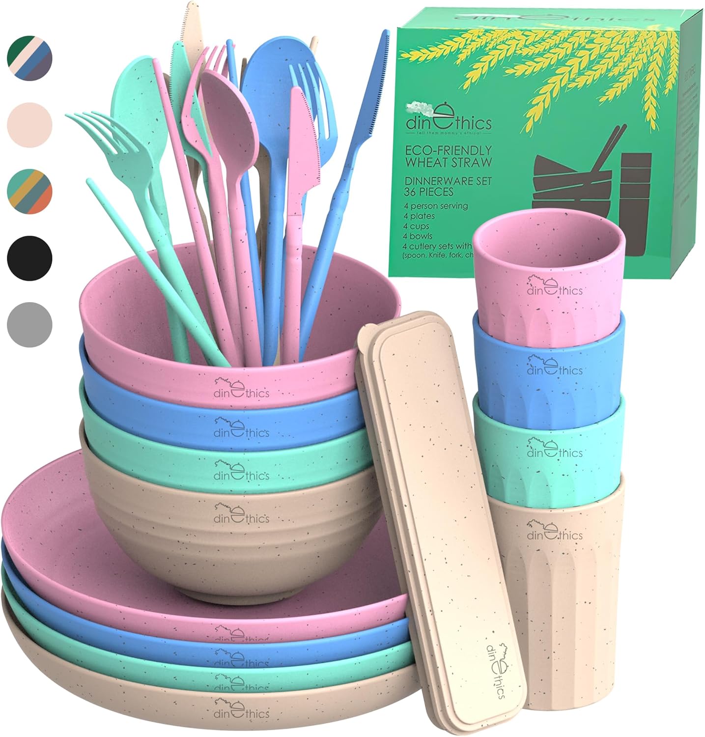 WheatStraw Dinnerware Sets for 4 - Lightweight & Unbreakable