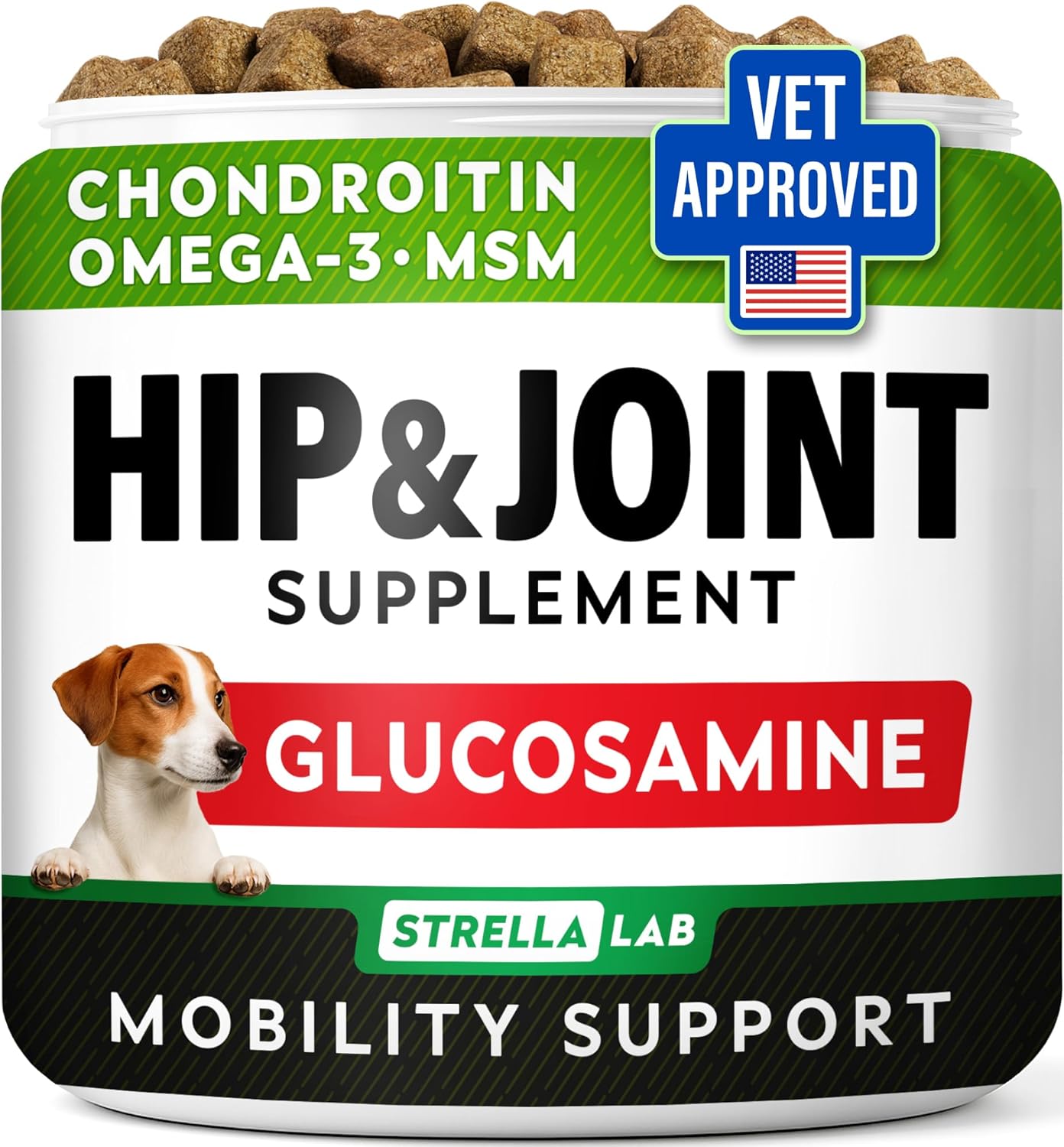 Hip & Joint Glucosamine Supplement for Dogs - Pain Relief Chews