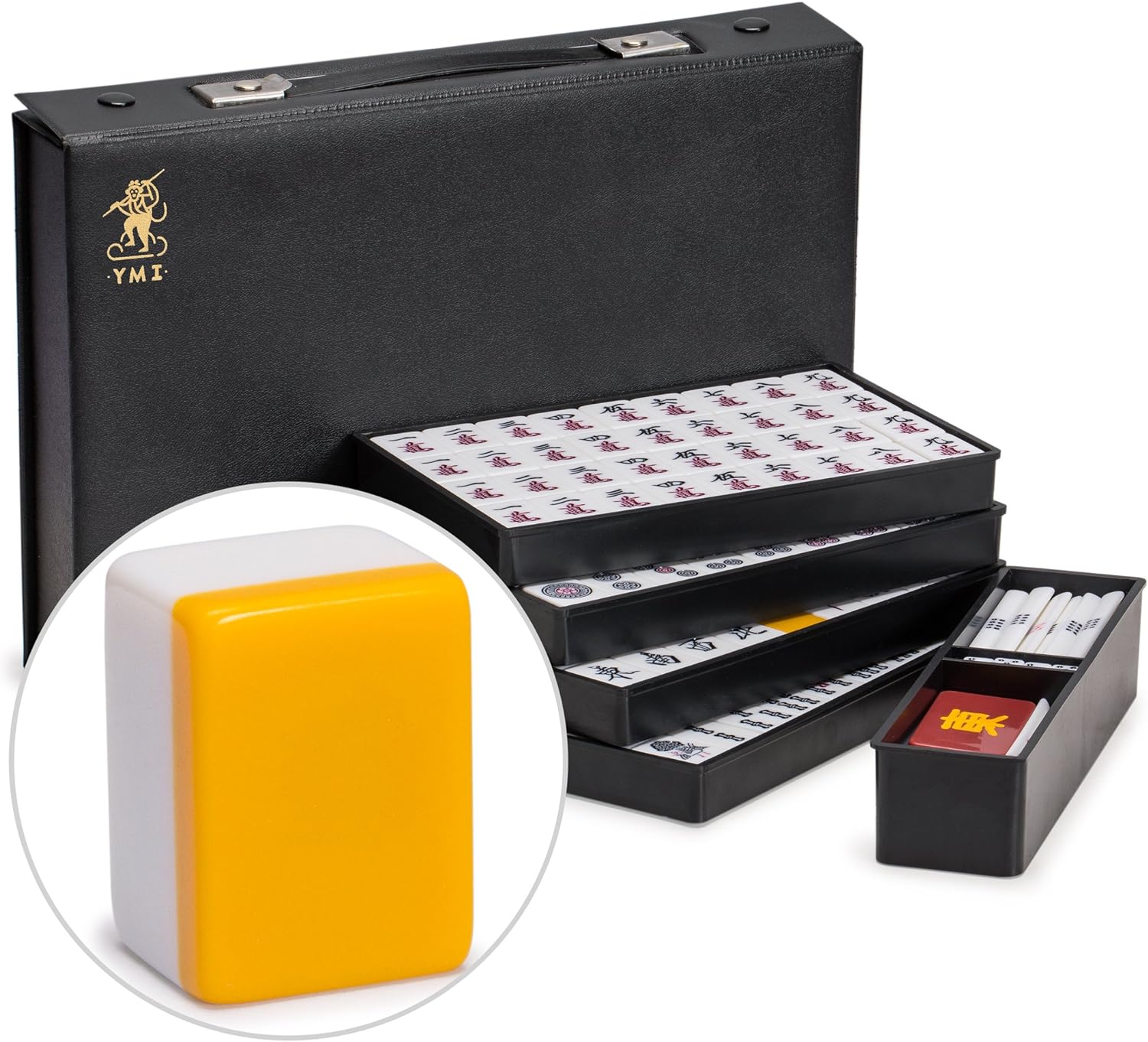Japanese Riichi Mahjong Set with Standard Size Tiles and Case