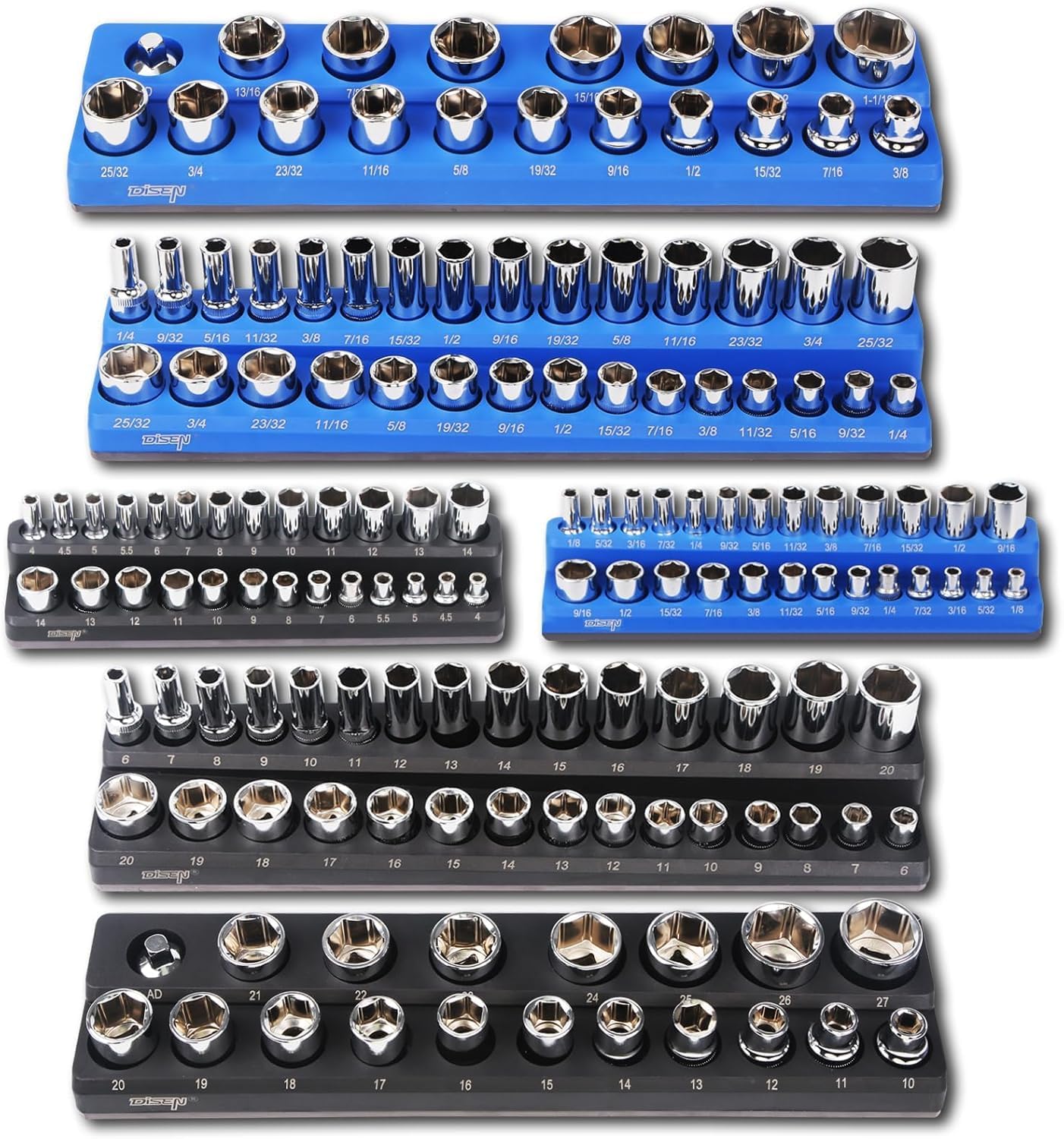 DISEN Magnetic Socket Organizer Set for Efficient Tool Storage