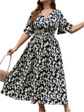 Floerns Women's Plus Size Boho Floral V Neck Long Dress - Comfortable