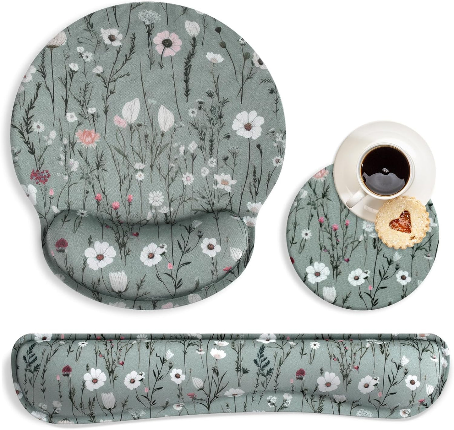 Daisy Floral Ergonomic Wrist Rest Set for Women