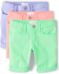 Roll Cuff Twill Skimmer Shorts - Comfortable Knee-Length Pack