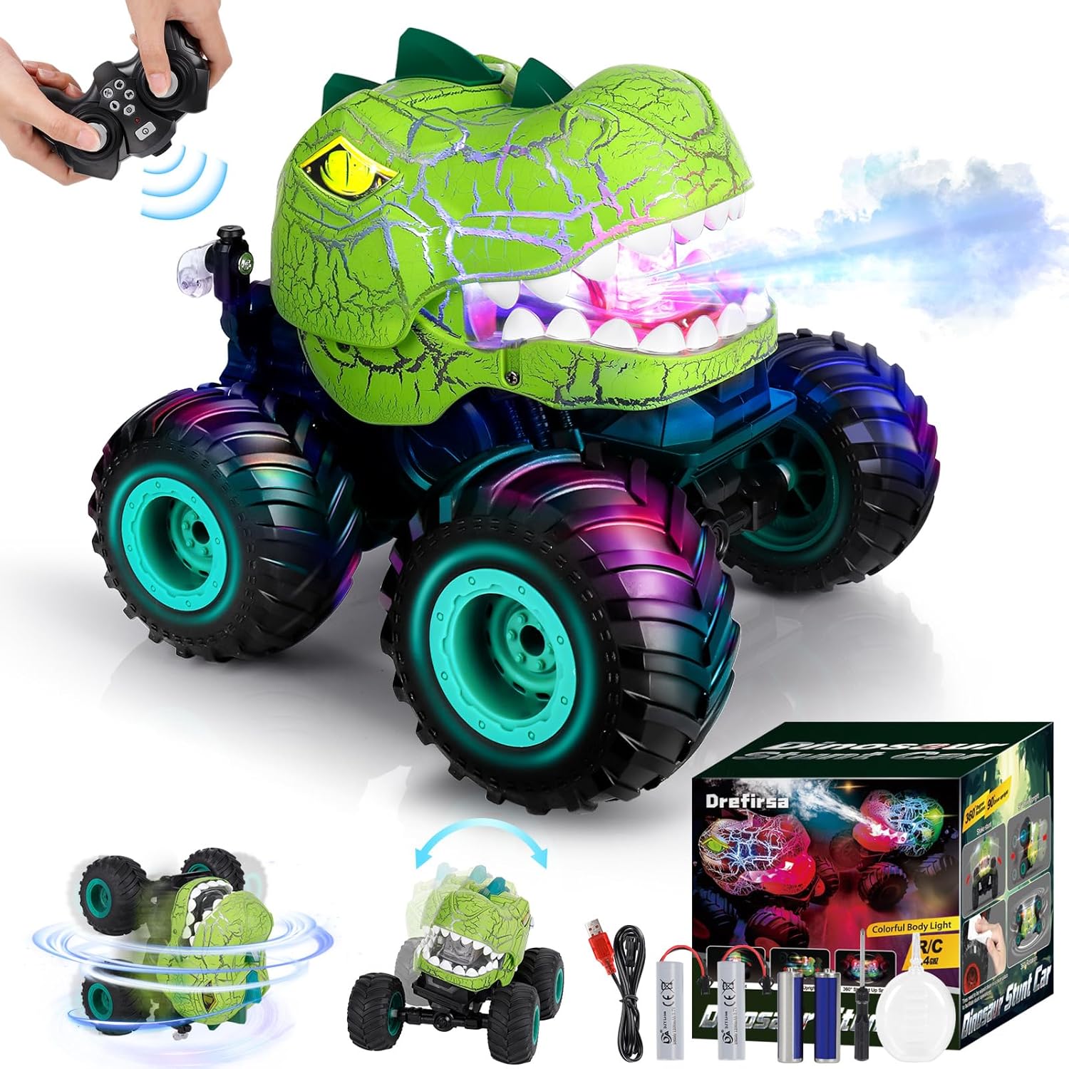 Dinosaur Remote Control Car for Boys Age 4-12 with Stunts