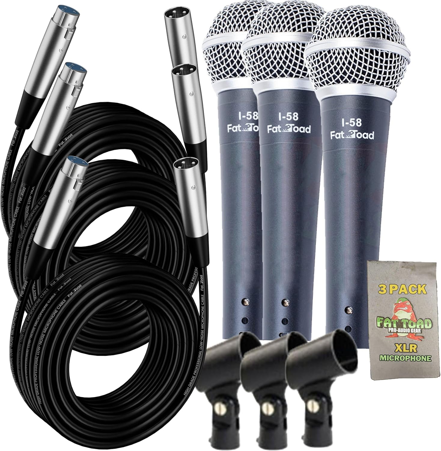 Fat Toad Vocal Microphones 3-Pack for Studio and Karaoke Use