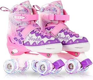 Adjustable Roller Skates with Light Up Wheels for Kids Fun