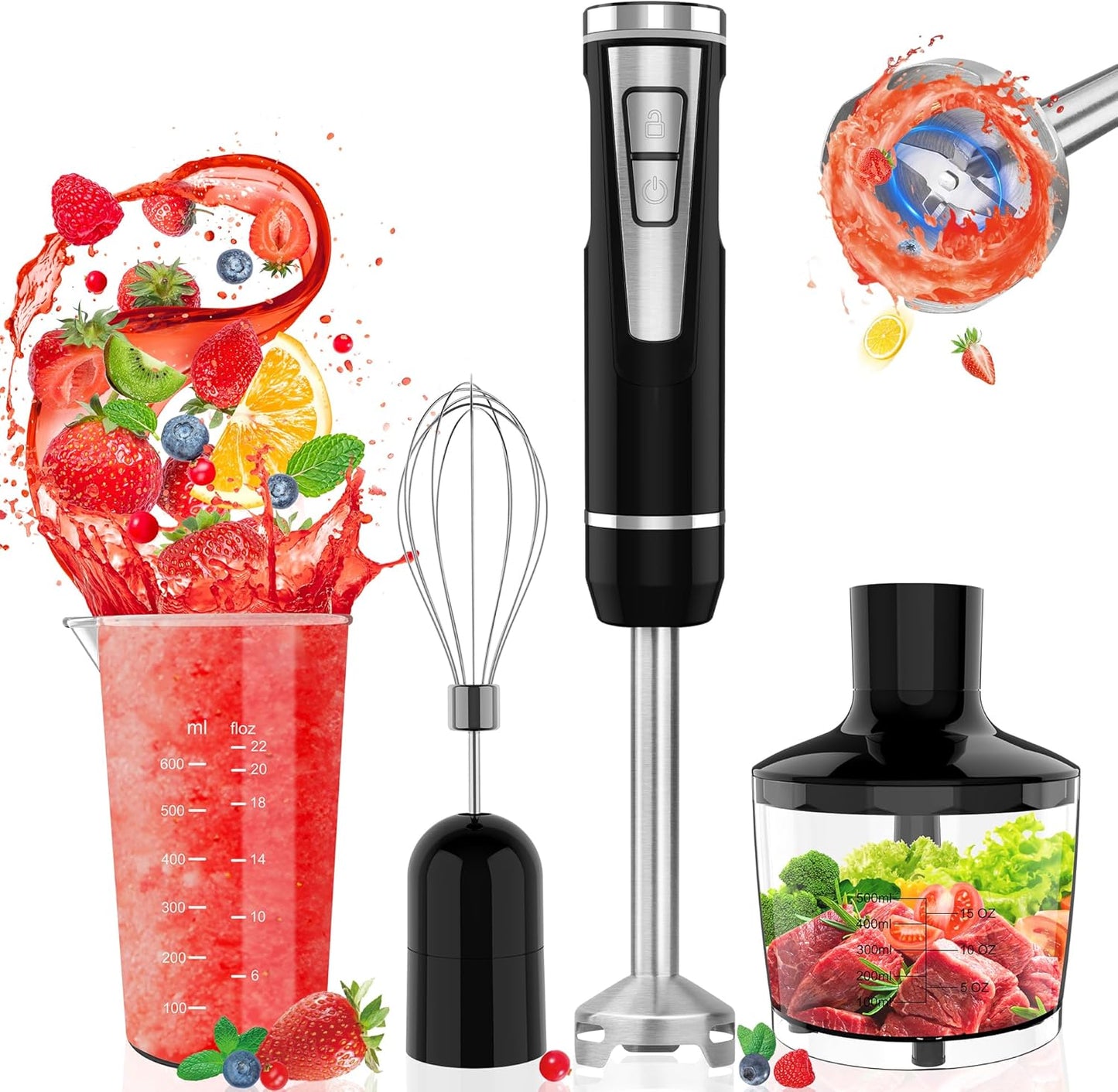 Cordless Immersion Blender Handheld: 4-in-1 Kitchen Tool