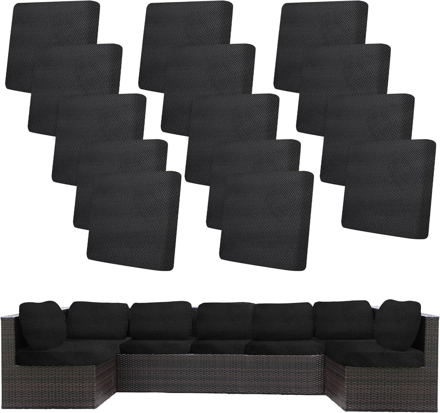 14Pcs Stretch Patio Cushion Covers for Outdoor Furniture Use