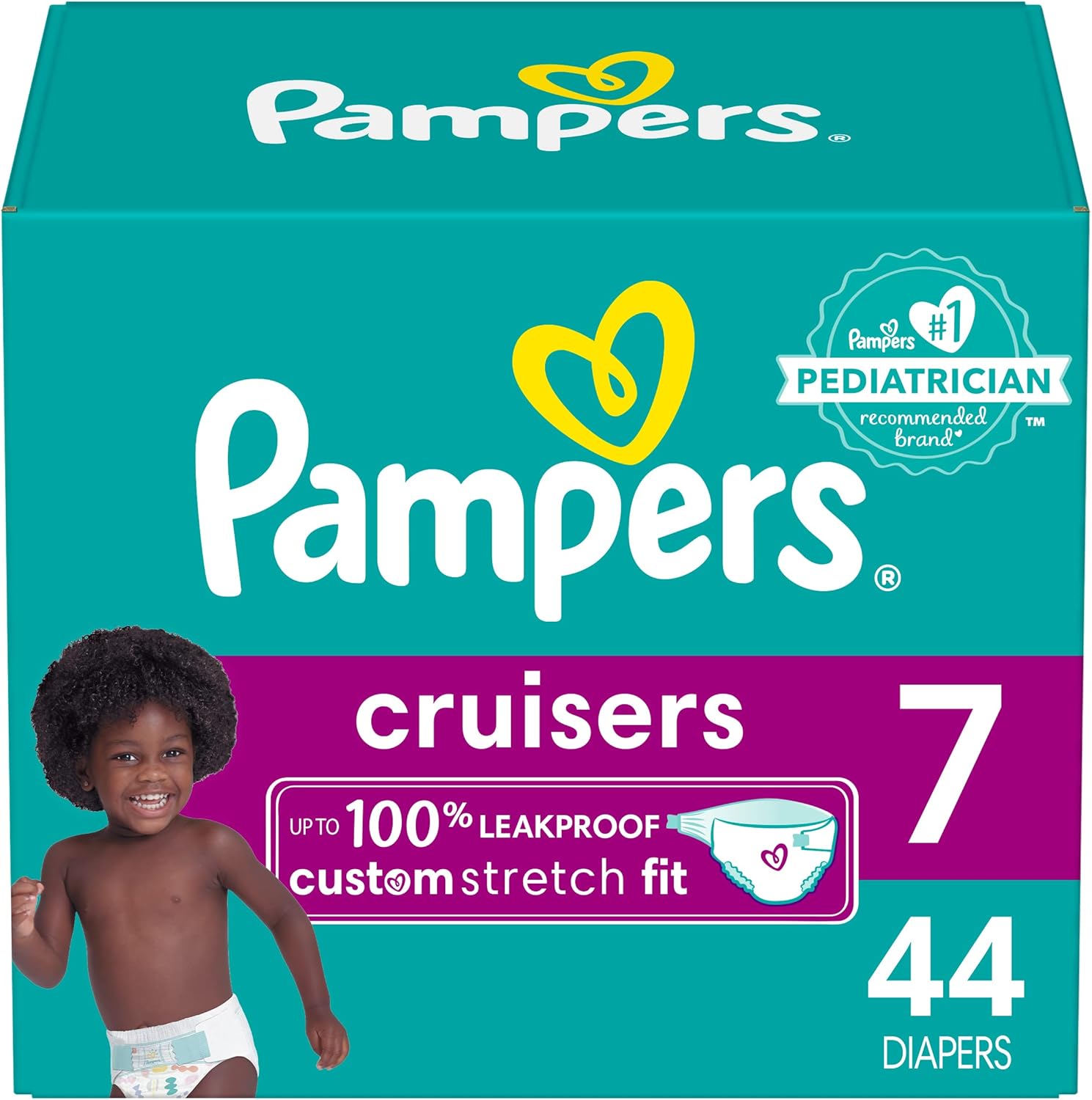 Pampers Cruisers Size 7 - 44 Count - Custom Stretch for Active Babies