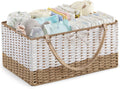 Diaper Caddy Organizer - Large Hand-Woven Basket for Baby Essentials