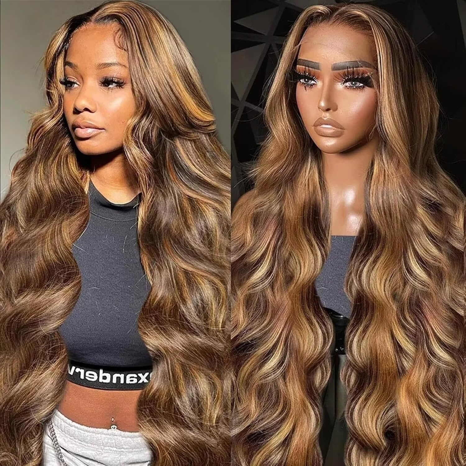 Honey Blonde Ombre Highlight 13x6 Lace Front Wig for Women