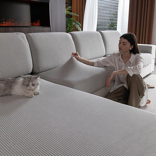 Wear Resistant Stretch Sofa Covers for Pets - Light Gray